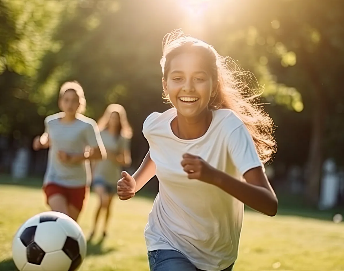 Jovenes jugando futbol